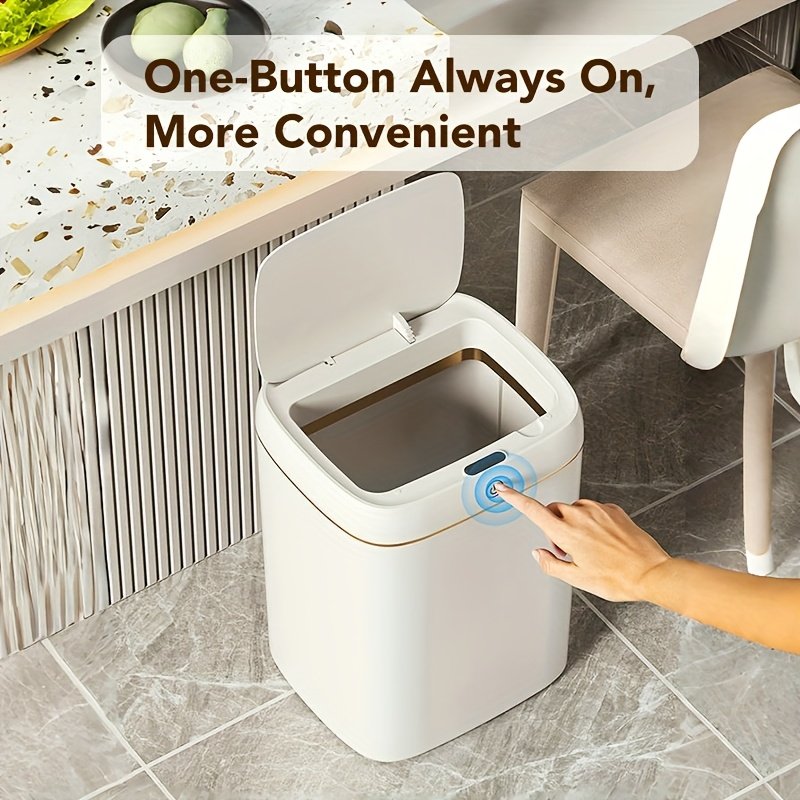 7a78763e-c8bc-4d6c-88b5-6de31d535f53.jpg 3.4 Gallon Touchless Trash Can with Motion Sensor, Fingerprint-Resistant & Silent Lid - Battery-Powered (AA Not Included) for Kitchen, Office, Bathroom - Polished Rectangular Design, Ideal Thanksgiving & Christmas Gift, Bathroom Trash Can, Office Waste Bin, Modern Trashcan, Durable Plastic Bin - Image 1