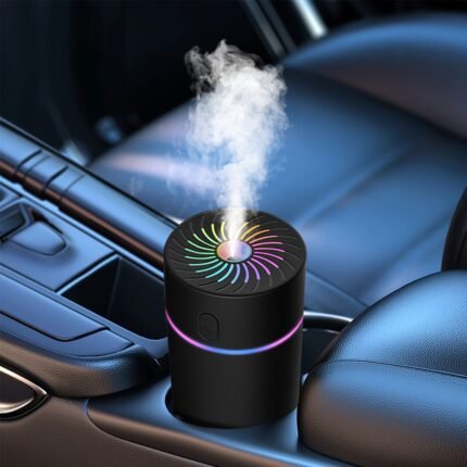 Car Air Freshener And Humidifier, USB Mini Essential Oil Diffuser, Smart Car Aroma Diffuser, Suitable for Various Car Models, 7-Color Changing Lights, Applicable for Cars, Homes, Travels, Bedrooms, Offices, Without Battery