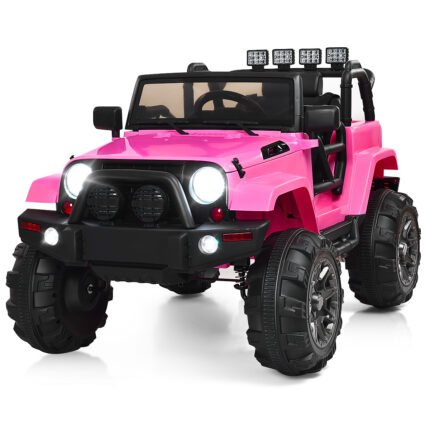 COSTWAY 12V Kids Ride On Truck Car w/ Remote MP3 Music LED Light Pink
