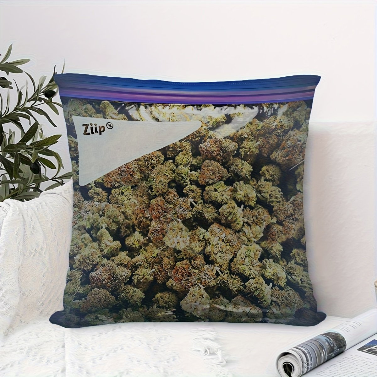 7d2981d6-ab4a-4aa4-a35e-2bb483dab16f.jpg 1pc 18x18 Inch Throw Pillow Cover - Extra Large Dank Weed Design Decorative Cushion Case, Suitable for Living Room Bedroom Sofa - Home Room Decoration - Party Decoration - Single-Sided Print - No Pillow Core - Image 1