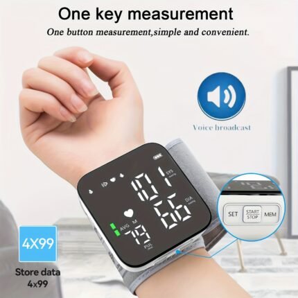 Automatic Wrist Blood Pressure Monitor with Large LCD Screen - Adjustable Cuff, Pulse Rate Detection, Irregular Heartbeat Alert, Battery-Powered (Batteries Not Included), Safe for Adults, 36V Or Lower, President's Day And Start Of School Season
