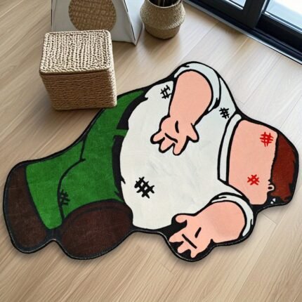 1pc Plush Soft Imitation Cashmere Area Mat with Unique Cartoon Character Design – Cozy Bedroom, Sofa, or Home Decor Mat, 1200g/sq.m, 12.1mm Thick, Hand Wash Only, Polyester Material, Sofa Accessory | Playful Room Accent, Rugs for Living Room
