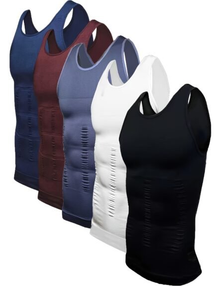 2pcs/3pcs/5pcs Men'S Compression Shirt For Body Shaper Vest Tight Tummy Control Underwear Workout Tank Top Abs Abdomen Muscle Undershirts Shapewear Gynecomastia Shirt For Men