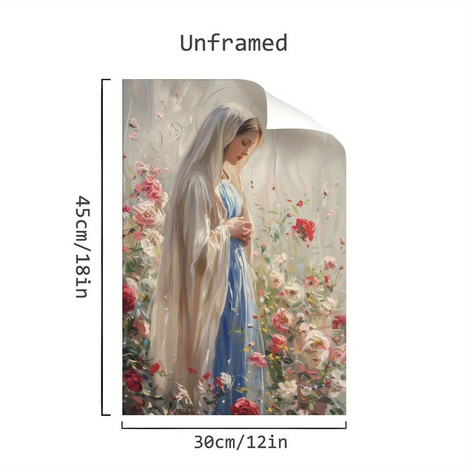 7e6f49d4ea893e2ba1e163eb8d52c3e2.jpeg 1pc Canvas Poster Our Lady of Lourdes, Mother Mary with Roses, Catholic Saint Wall Art, Christian Art for Prayer Room, Room Aesthetic Poster Gallery Dorm Bedroom Poster - Image 1