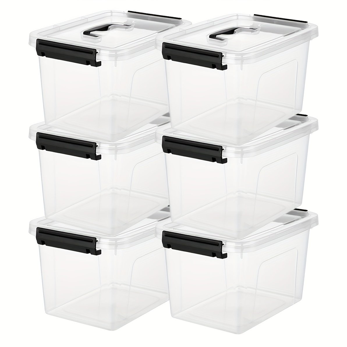 7fe853e6-5df0-4230-8ebd-c1099329d215-1.jpg 6pcs Transparent Storage Boxes with Lids/Handles, 1.59gal / 3.17gal / 19 Liter Plastic Stackable Containers wih Latches, Closet Storage, Pantry Organization, Clear Containers, Modern Storage, Highquality Pp, Secure Latches, Plastic Organizers, Lidded Containers, Home Organizers, Small Space Living - Image 1