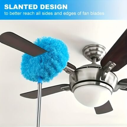 12-foot Long-handled Microfiber Ceiling Fan Mop, Multi-function Retractable Mini Fan Duster, Reusable, Easy To Clean Brush - Removable Brush Head, Easy To Clean, Suitable For RV And Home Use Multi-function Retractable Mini Fan Duster