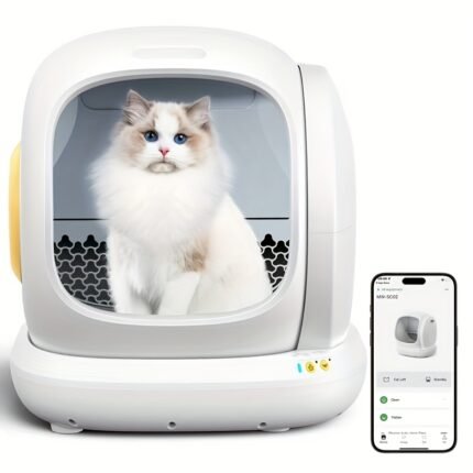 Self Cleaning Litter Box, Automatic Cat Litter Box Self Cleaning For Multiple Cats, Odor Removal Anti Pinch Kitty Litter Box, APP Control Smart Litter Box With Liners Bags, Without Battery
