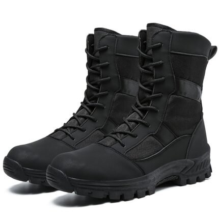 Men'S & Women'S High-Top Lace-Up Boots - All-Season Sports Style, Durable Faux Upper, Breathable Fabric Inner, Slip-Resistant TPR Sole, Round Toe for Training & Hiking