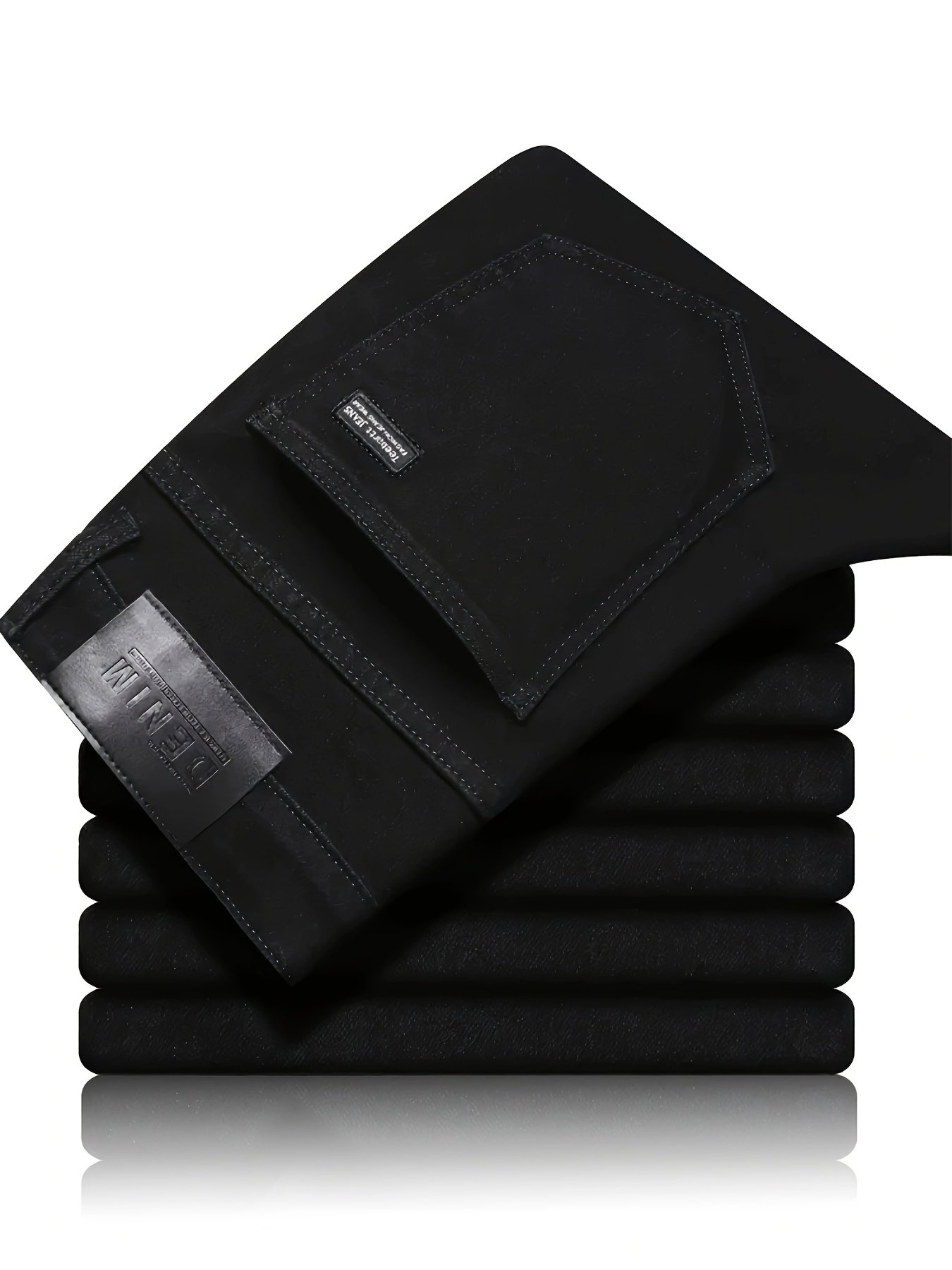 83ce083f-5771-4014-a616-91d0e853275c.jpg Men's Classic Straight-Leg Jeans Pants - Stretch Comfort Fit Formal & Casual Pants, Machine Washable All-Season Trousers for Office, Casual Attire - Classic Black Business & Jeans Pants, Flexible Comfort Wear, Sophisticated Look, Smooth Texture Fabric, Office Attire, Timeless Design, Durable Construction, Adult Clothing - Image 1