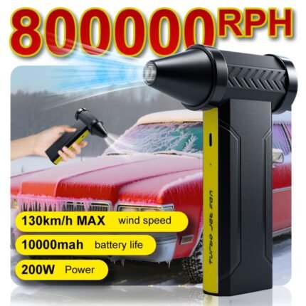 800000RPH Portable Turbine Violent Fan, 3-Speed Cordless Air Duster, Rechargeable 10000mAh battery, Type-C Fast Charing| Handheld for Car/Dust/Snow/Camping/Keyboard/Cleaning - Ultimate Men'S Gadget Gift, Ideal for Cleaning And Blowing Snow for Cars, Snow Blower, Dust Removal Tool, Handheld Blower, Lightweight Blower, Highperformance Motor, Durable Construction, Powerful Blower, Multispeed Blower, Car Owners, Outdoor Enthusiasts, Car Detailing Tool, Christmas And Holiday Gifts