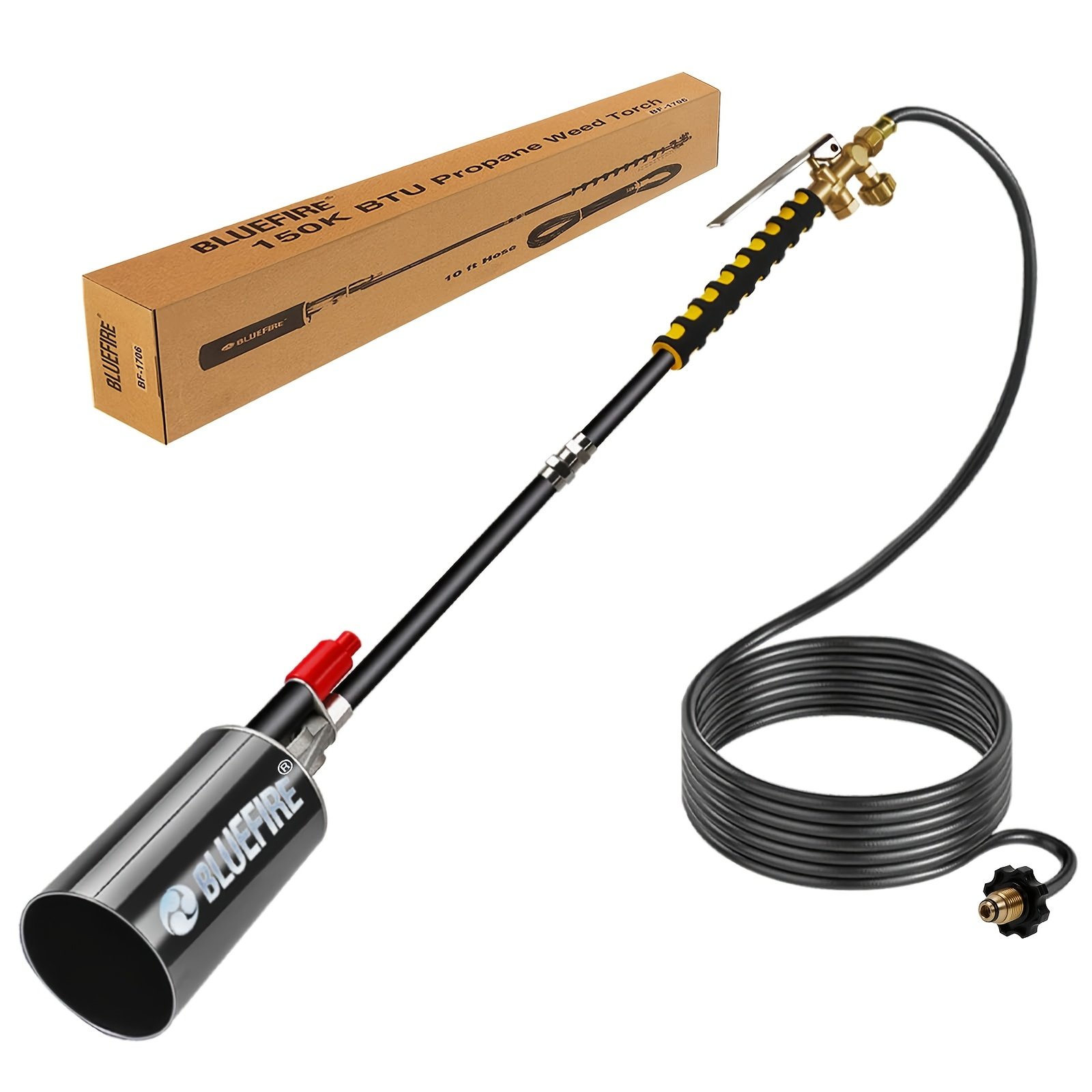857fe511-7b4e-4c7f-9a1d-fbb87ae6ae17-1.jpg Outdoor Weed Torch, 150,000 BTU High Output Propane Torch, Weed Burner with 10ft Soft Hose for Ice, Snow, Roof, Asphalt Road Weed Burner Torch - Image 1