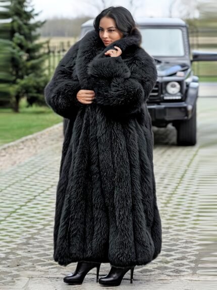 [Plus Size Faux Fur Coat] Elegant Plus Size Long Faux Fur Coat for Women - Chic Pink Lapel Collar, Long Sleeve, Single-Breasted with Pockets, Perfect for Fall/Winter, Cozy & Stylish Outerwear