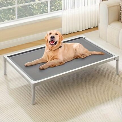 Beuloke Elevated Hammock- Style Pet Bed: Aluminum Frame, Breathable Textilene Mesh, Enclosed Edges, Non- Slip Feet, 132LBS Capacity for Indoor And Outdoor