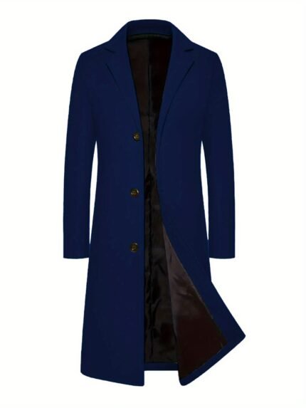 Spring And Autumn Young Men'S Korean Version Of The Fashion Mid-Length Single-Breasted Lapel Slim Windbreaker Jacket