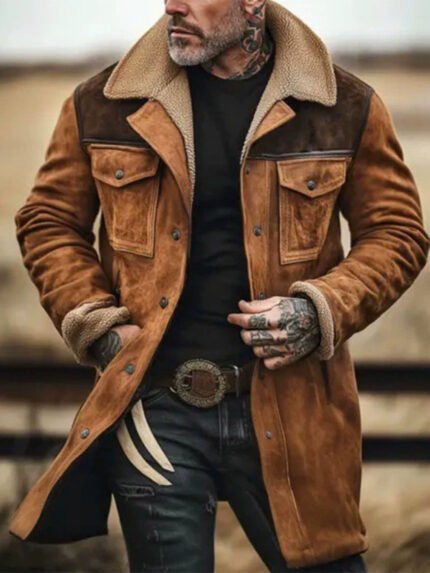 European And American Autumn And Winter Young Men Casual Loose Contrasting Warm Lapel Single-Breasted Jacket