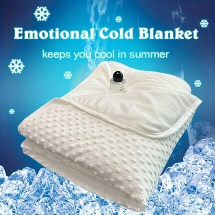 Emotional Cooling Blanket for Relaxation - Soundwave technology Embossed Striped Design with Ball Accents, 100% Polyester Breathable Lightweight Summer Throw, Machine Washable Wrinkle-Resistant Multi-Use Blanket & Shawl in White & Grey, Comfortable Shawl, Contemporary Design, Wrinkleresistant Fabric