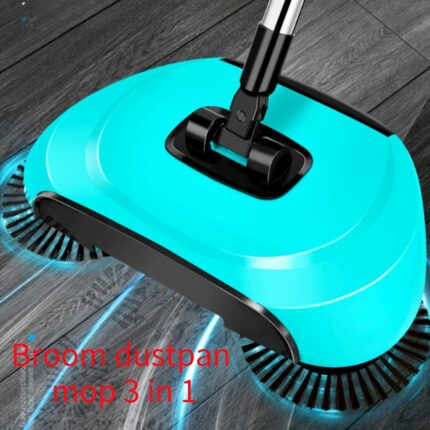 3-in-1 Multifunctional Floor Cleaner - Push Sweeper, Vacuum & Mop Combo, Wet/ Dry Use for Hardwood & Tile Floors, Removes Pet Hair, Dust & Debris, Includes 4 Reusable Cleaning Cloths