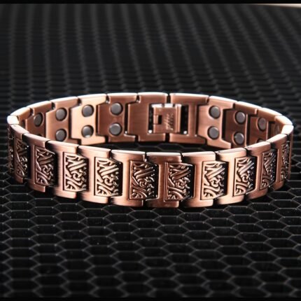 1pc Copper Magnetic Bracelet, Men's Adjustable Magnetic Bracelet, with Size Tool, Stylish Father's Day Gift, Lithium Iron Beads and Delicate Design, Adjustable Bracelet | Riveting Plated Bracelet, Copper Magnetic Bracelet