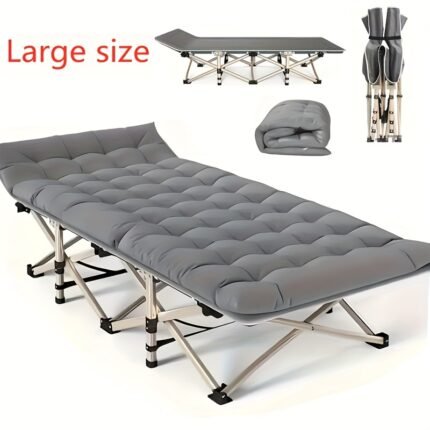 1pc 74in/62in Outdoor Folding Bed with Dual-Side Mattress or Without, Camping Cot for Sports Venues & Lounger Use, Portable Heavy-Duty Sleeping Couch (with Carry Bag)