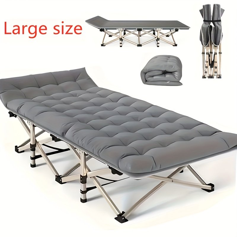 881b9f24-97bc-44c1-ae5c-a23842448c46.jpg 1pc 74in/62in Outdoor Folding Bed with Dual-Side Mattress or Without, Camping Cot for Sports Venues & Lounger Use, Portable Heavy-Duty Sleeping Couch (with Carry Bag) - Image 1