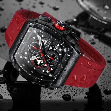 H Men Wristwatches, High-Accuracy Quartz Movement, Silicone Band,, Multi-Functional Design, Men's Dress Watches