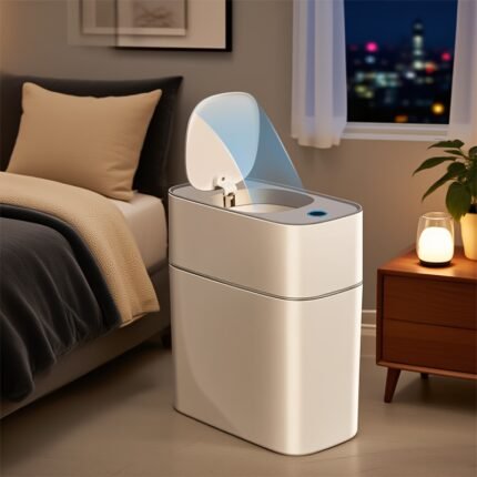 JOYBOS 3, 5 Gallon Motion Sensor Trash Can with Lid - Automatic Induction, Odor-Sealing, Narrow Design for Bathroom, Kitchen, Living Room & Bedroom - Durable Plastic, Polished Finish, Battery Operated (AA Batteries Not Included), Bathroom Trash Can, Kitchen Waste Bin, Modern Trashcan, Sleek Trashcan, Smooth Finish, Contemporary Bin, Sturdy Construction, Home Organizers