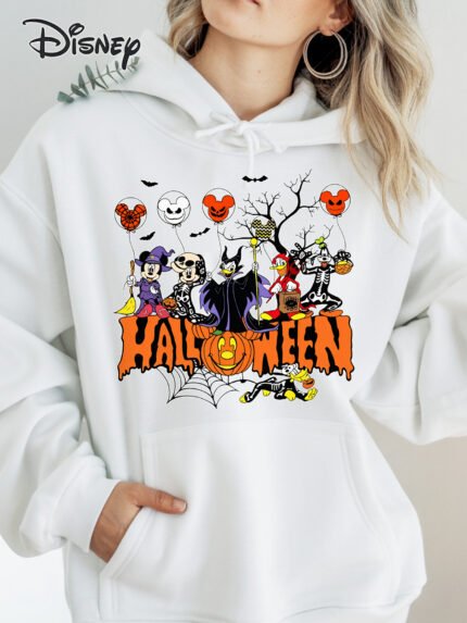 Disney Women'S Halloween Sweatshirt - Minnie, Mickey, Donald & Friends in Spooky Costumes | Retro Style Hooded Pullover | Loose-Fit Long Sleeve | Cozy Fall Winter Wear | Local Delivery Supported, Halloween Clothes, Festive Apparel, Playful Design, Comfortable Fabric, Holiday Apparel, Casual Wear, Durable Material, Holiday Shoppers