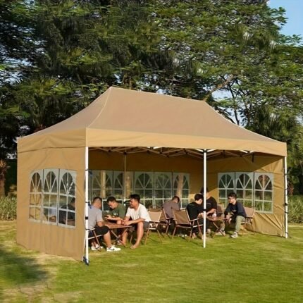 Foldable Oxford Cloth Sunshade Tent with Transparent PVC Side Walls - Durable Portable Camping Tent for Picnics & Outdoor Adventures - Easy Setup, Lightweight & Sturdy Design with Canopy, Easy Transport Bag