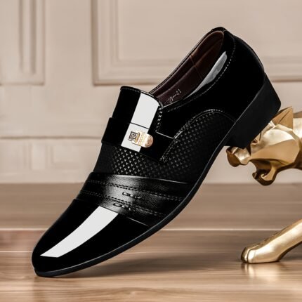 Men'S Fashion Dress Shoes, All-Season Slip-On Loafers, Plain Toe, Low Top, Solid Striped Plaid Pattern, Business Style, Rubber Sole, Microfiber Insole, Synthetic Lining, for Party, Wedding, England Events