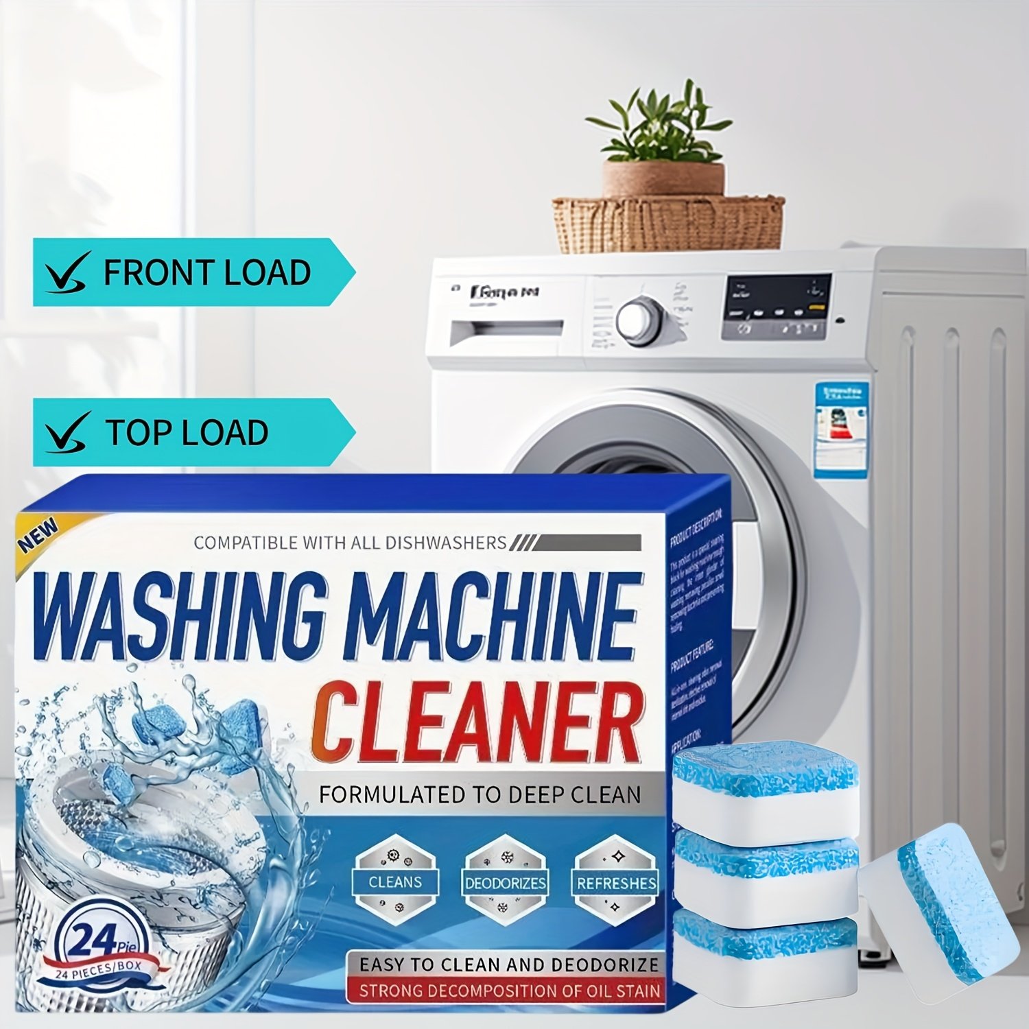 89a2723b-e034-473a-b084-270ed54f2dda.jpg Washing Machine Cleaner Descaler, Washing Machine Cleaning Tablets, Uproot Clean Washing Machine Cleaner - Deep Cleaning Tablets for HE Front Loader & Top Load Washer, Clean Inside Drum And Laundry Tub Seal - 12 Month Supply - Image 1