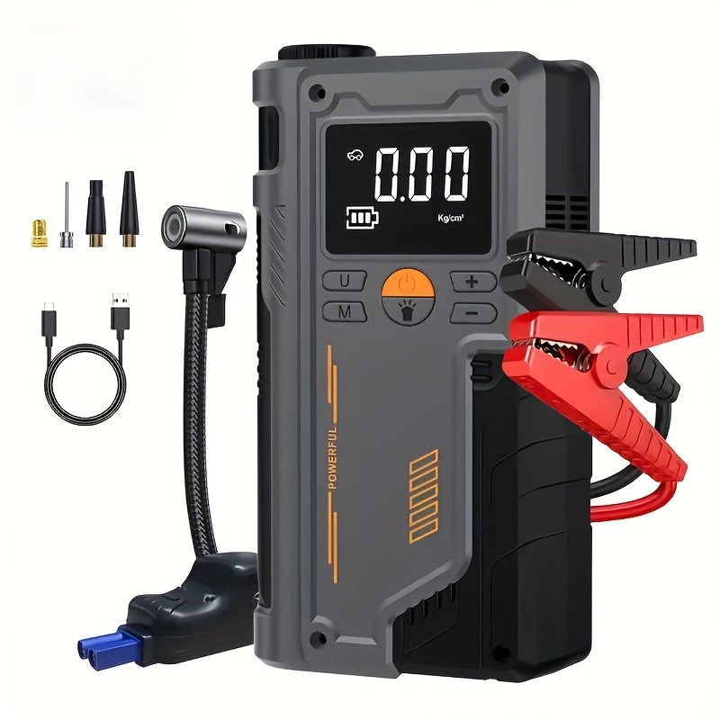 89c11373-ccee-4e9d-b605-51f253e436ec.jpg 5000A Portable Jump Starter With 150PSI Air Compressor Emergency Power Supply With Digital Display, Type-C Fast Charging, And Durable Insulated Car Battery Charger, Suitable For 2.64 Gallon Gasoline Or 2.38 Gallon Diesel Engines - Image 1