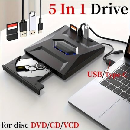 Laptop External CD/DVD Drive, USB 3.0/USB 2.0 And USB C Disc Burner, Ultra-Slim DVD Player Compatible Card Reader, Plug And Play Design, Supports Windows And Mac OS, Burner, Card Reader, VCD Player, Disc Burning, Cd Burner, Portable Drive, Sleek Burner, Sturdy Construction, Durable Build, Multifunctional Drive, USB Cd Drive, Macbook Owners, Tech Enthusiasts