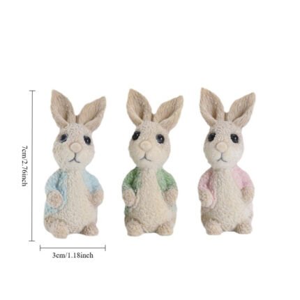 3pcs Resin Bunny Figurines, Handcrafted Cartoon Rabbit Collectibles, No Electricity Needed, for Easter Home & Holiday Decor, Window Sill Display