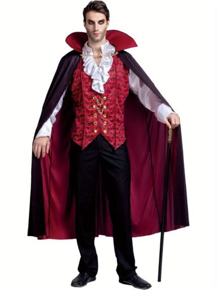 Vampire Costume, Vampire Costume Men With Vampire Cape For Deluxe Halloween Costume