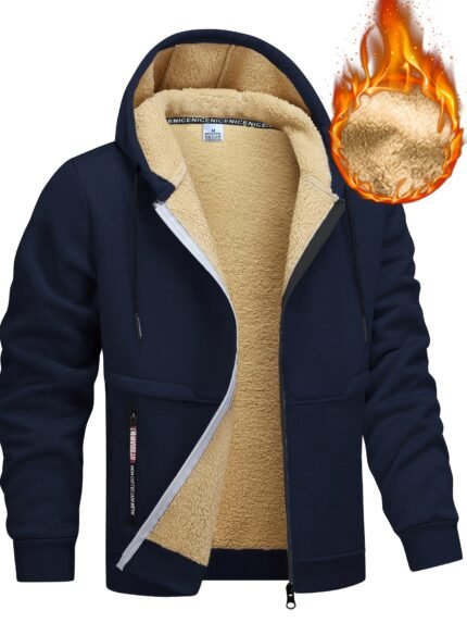 Men'S Heavy-Duty Winter Jacket - Full-Zip Hooded Coat with Drawstring Hood, Soft Warm Outerwear, Front Zipper Closure & Side Pockets - Cold Weather Outerwear for Everyday & Formal Use - Fall/Winter Jacket for Men, Winter Coats, Seasonal Fashion, Classic Design, Durable Construction, Outdoor Enthusiasts, Fall Outerwear, Casual Style, Highquality Fabric, Outdoor Adventurers, Thick, Formal Wear, Stylish Coat, Fabric, Detailed Construction, Premium Craftsmanship, Outdoor Enthusiasts