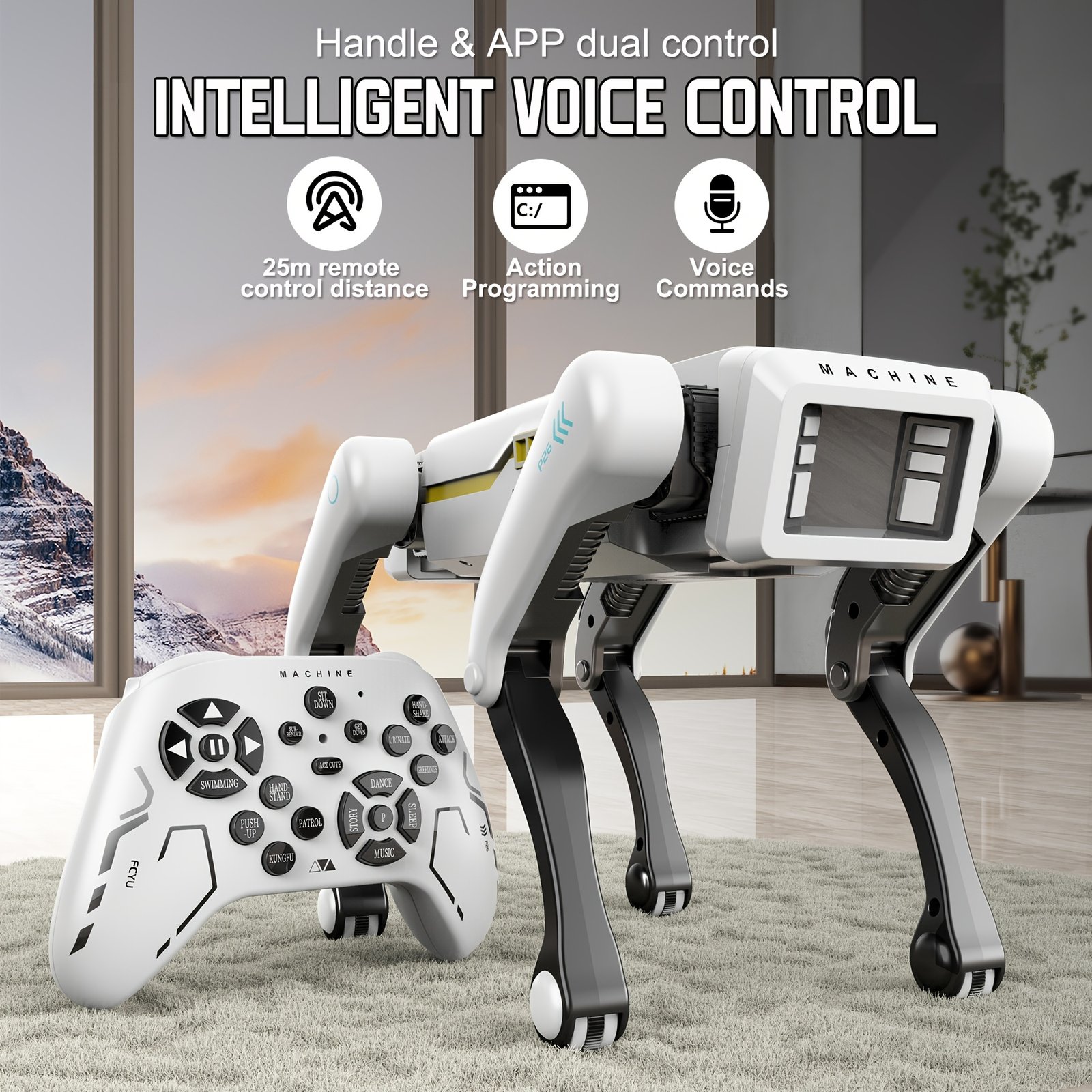8d11a080-e5c9-4792-a165-f31cbb74d6ae.jpg Programmable Wireless Remote Control Robot Dog - 984.25inch Ultra-Long Range, Voice Command & APP Interaction, Multi-Action Modes (Dance/Kungfu/Feeding) For Indoor/Outdoor Play - Image 1