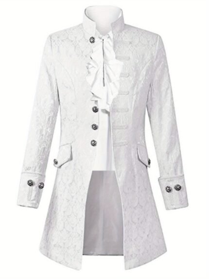 Men's Steampunk Medieval Pirate Viking Renaissance Gothic Victorian Halloween Costume Tailcoat Jacket - Slim Fit Collar, Machine Washable, Pockets, Solid Color