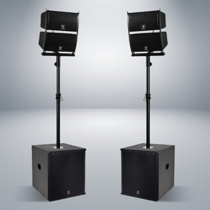 8000Watt P.M.P.O. 2.2 Channel Power PA Speaker System - 4 x 6.5-Inch Line Array Speakers, 2 x 15-Inch Subwoofers, Wireless, USB, SD Card, Remote Control, 110V/220V Dual Voltage Support for Parties, DJs, Weddings, and Meetings