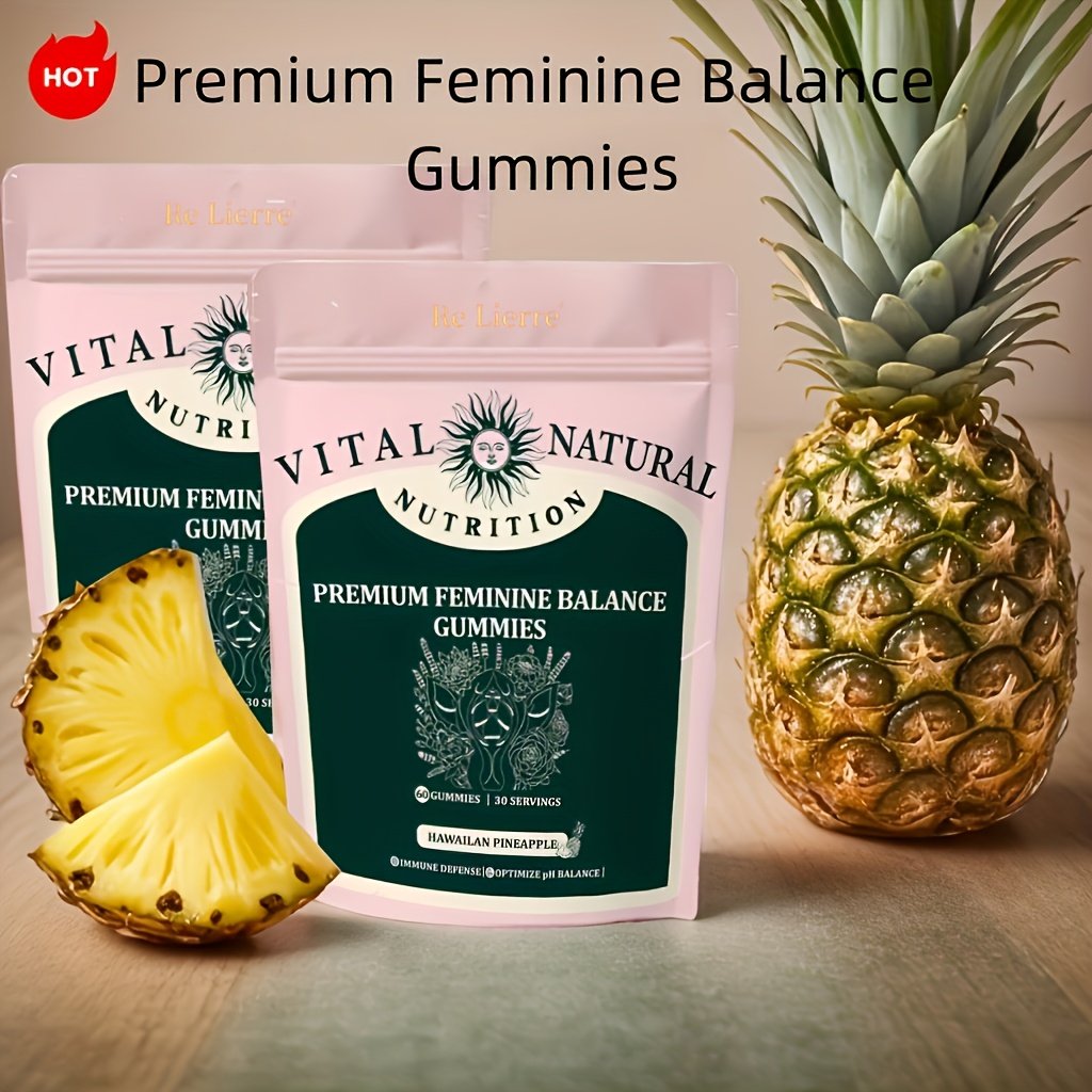 8e0f9690-f016-477a-b2d7-1b96b15d8f1b.jpg 60pcs Vital Nutrition Feminine Balance Gummies Are Selling Well, Caring for Women And Partners, Making Them The Preferred Gift for Women, Hawaiian Pineapple, Probiotic Gunmies for Women's Health - Image 1