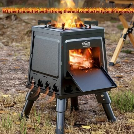 Barbecue Turners 1pc Wood Burning Camp Stove Portable Cast Iron Wood Stove for Outdoor Hiking Picnic BBQ Travel Black