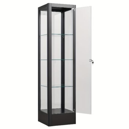 Lockable Steel Display Cabinet with Door Curio Cabinet 4-tier Bookcase Display Case Dustproof Adjustable StroageShelf for Collectibles Toys Books