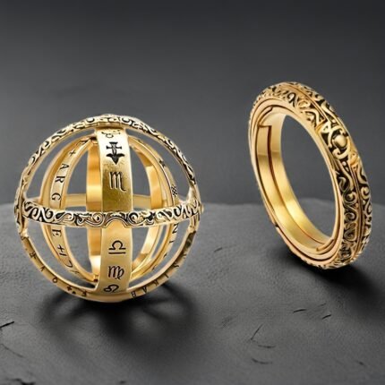 Rotating Astronomical Ball Vintage Ring - Transforming Feature, Universal Couple Ring Suitable for Holiday Parties