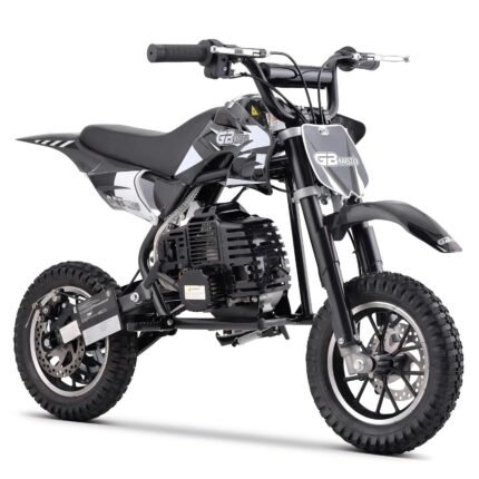 49CC 2-Stroke Gas Mini Dirt Bike, Up to 18mph, 165lbs Capacity, w/ Disc Brakes & Suspension, Black Color, 27 Miles Range, DIY Assembly, Off-Road Trailblazer