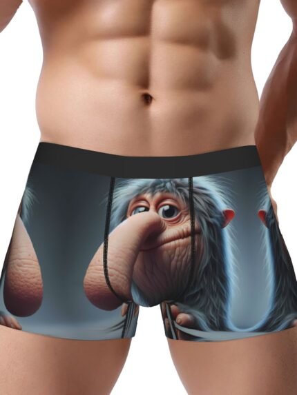 BIIHUDU Men'S Elephant & Banana Print Boxer Briefs - Soft, Breathable, Stretch Fabric with Vibrant Design for Enhanced Comfort, Novelty Underwear, Novelty Underwear | Playful Design | Smooth Texture