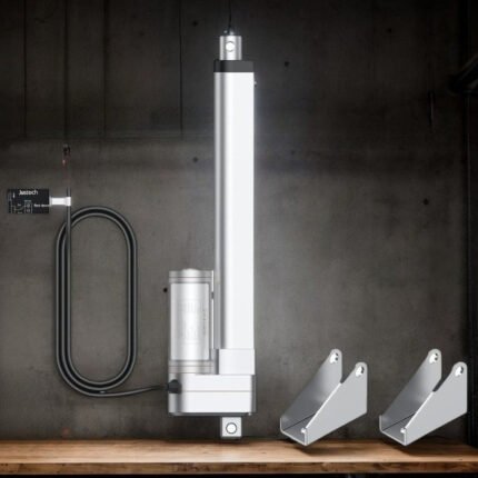 3000N High Force Linear Actuator - 200mm Stroke, High-Speed Low-Noise DC 12V Motor for Medical Electronic Door Openers & Automation Systems, Automated Door System, Precision Movement Control, Tubular Industrial Design, Sleek Metallic Finish, Durable Aluminum Build, Precision Engineering