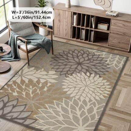 Plush Tropical Floral Velvet Area Mat - Brown, Machine Washable, Non-Slip, Durable - Perfect for Living Room, Bedroom, Outdoor Spaces, and More - Available in Multiple Sizes (2x3ft to 6x9ft), Rugs for Living Room