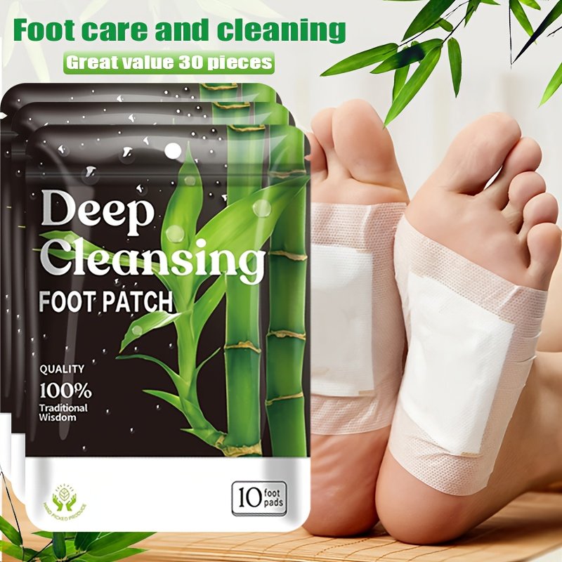 91af9bdb-d7e1-4656-ab60-205e869032d2-1.jpg 30pcs Of Deep Cleaning And Care Foot Pads - Green/Golden, Natural Moisturizing Alcohol Free Adhesive Sheet, Natural Bamboo Vinegar Ginger Powder Foot Pad, Foot Massage Pad After Foot Bath - Portable Foot Scrubbing And Care for Home And Office Use - Image 1