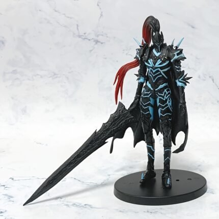 Anime Knight in Black Armor Collectible PVC Statue - Dynamic Action Pose with Long Sword, Intricate Gothic Design & Expressive Eyes - Dynamic Base for Stability - Desktop & Computer Case Decoration - Perfect Holiday Gift for Anime Fans - Durable PVC Figure for Display, Collectible Figure, Action Figure