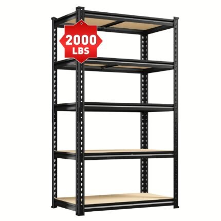 2000LBS Garage Shelving 72"H Storage Shelves Heavy Duty 5-tier Metal Shelving Units for Garage Shelves 60" H X 28" W X 12" D, Adjustable Utility Shelf Rack for Kitchen Warehouse Basement Pantry Utility Rack Shelf, 35.5"W X72"H X 15.8"D Black, Utility Racks