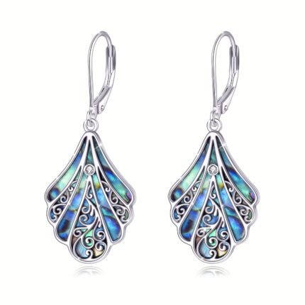 925 Sterling Silver Abalone Shell Dangle Drop Earrings For Women Filigree Bohemian Earrings Jewelry Gift
